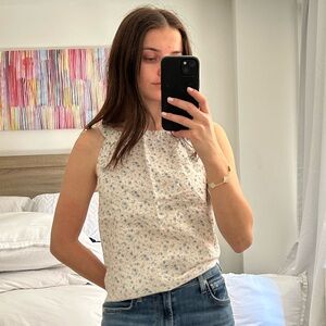 Rachel Zoe linen flower tank top